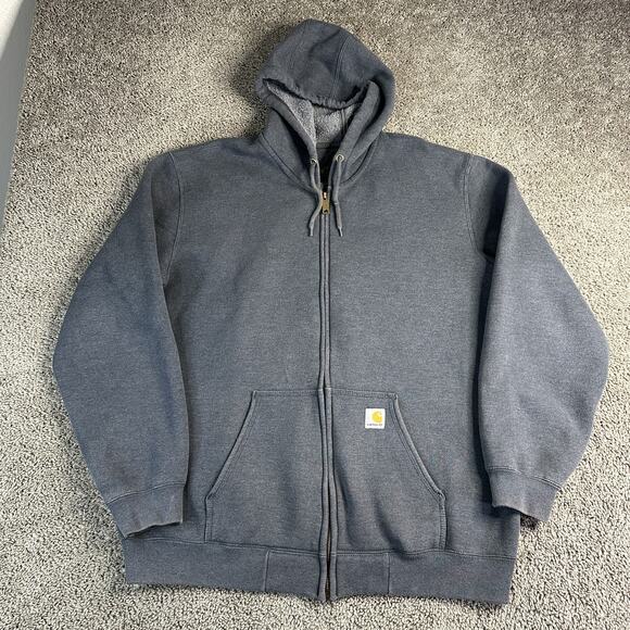 Carhartt Hoodie Mens XL Gray Full Zip Original Fit Fleece Lined Workwear Jacket - Picture 1 of 16